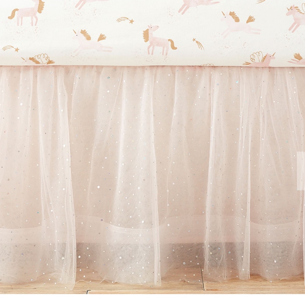Pottery Barn Full size bed skirt pink tulle glitter
